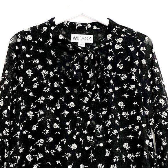 Wildfox Adore Black and White Floral Print Long Sleeve Dress, Size S - Picture 7 of 13